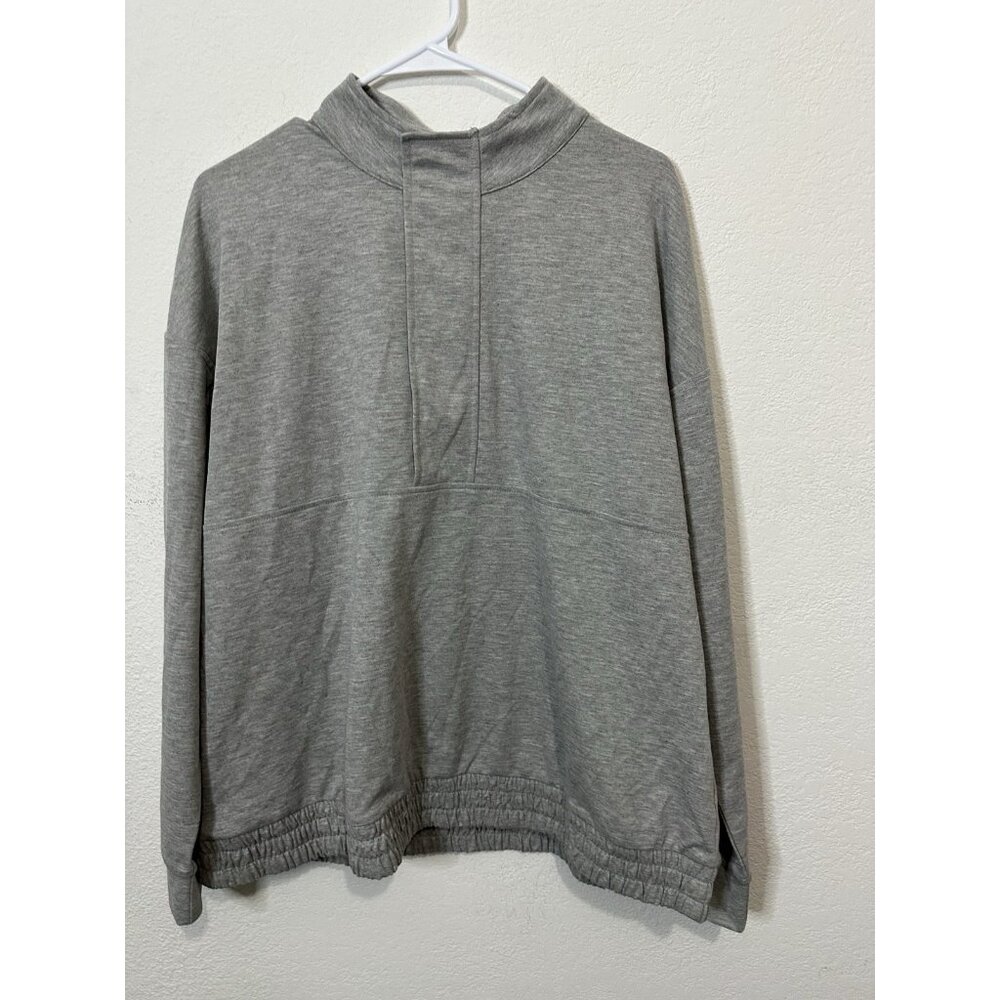 Liz Claiborne Light Heather Gray Half Zip Pullover Hoodie Sweater Size XL